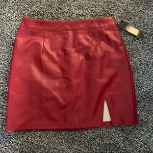 Red Leather Mini Skirt